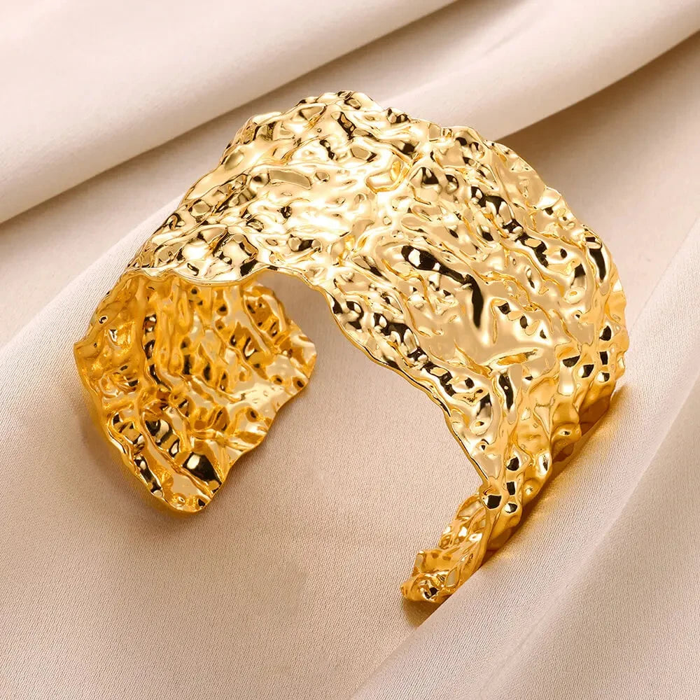Gold Bump Pattern Cuff Bracelet