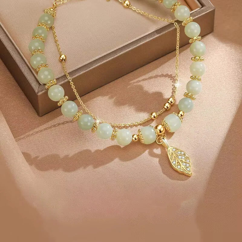 Exquisite Jade Double Chain Bracelet