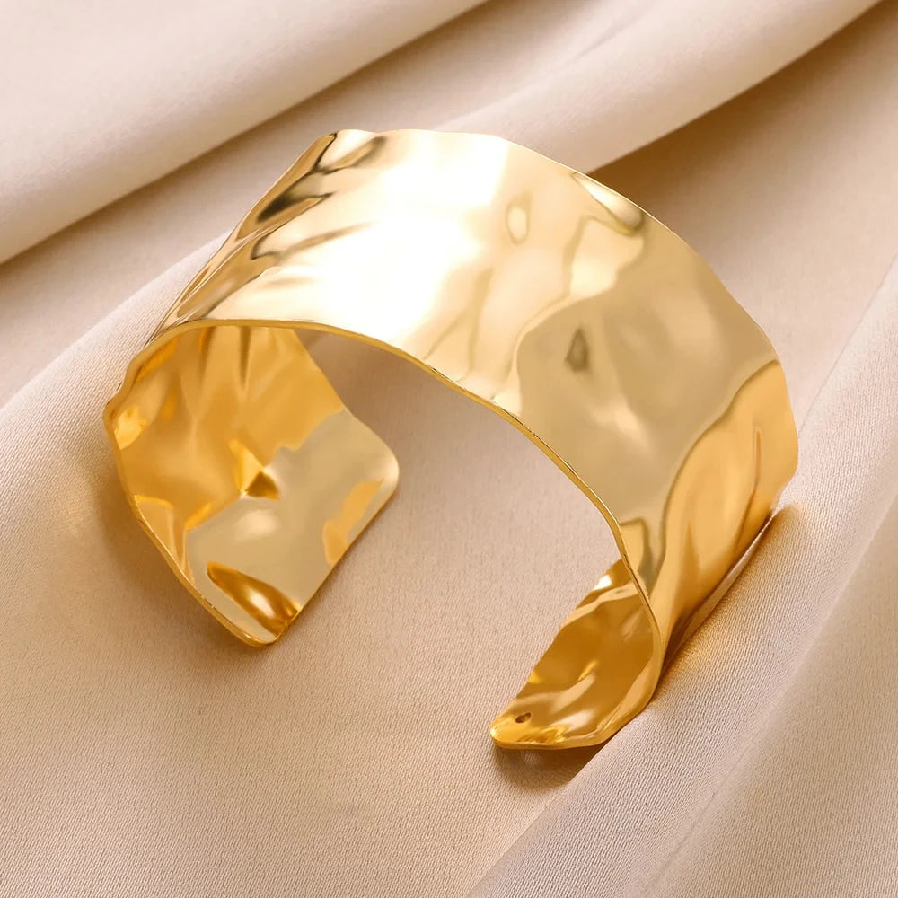 Gold Bump Pattern Cuff Bracelet