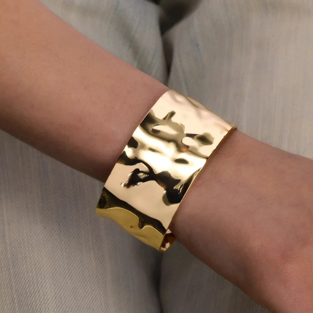 Gold Bump Pattern Cuff Bracelet