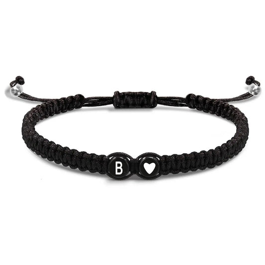 Initial Heart Braided Bracelet