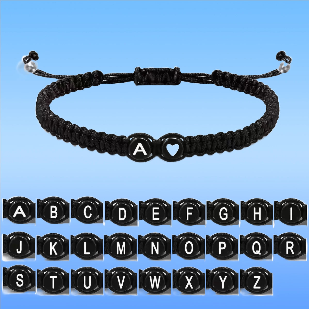 Initial Heart Braided Bracelet