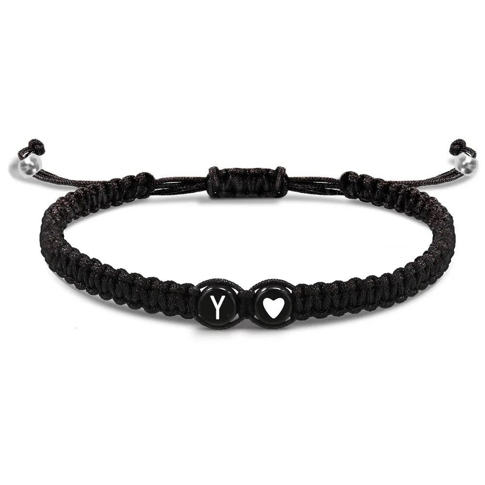 Initial Heart Braided Bracelet