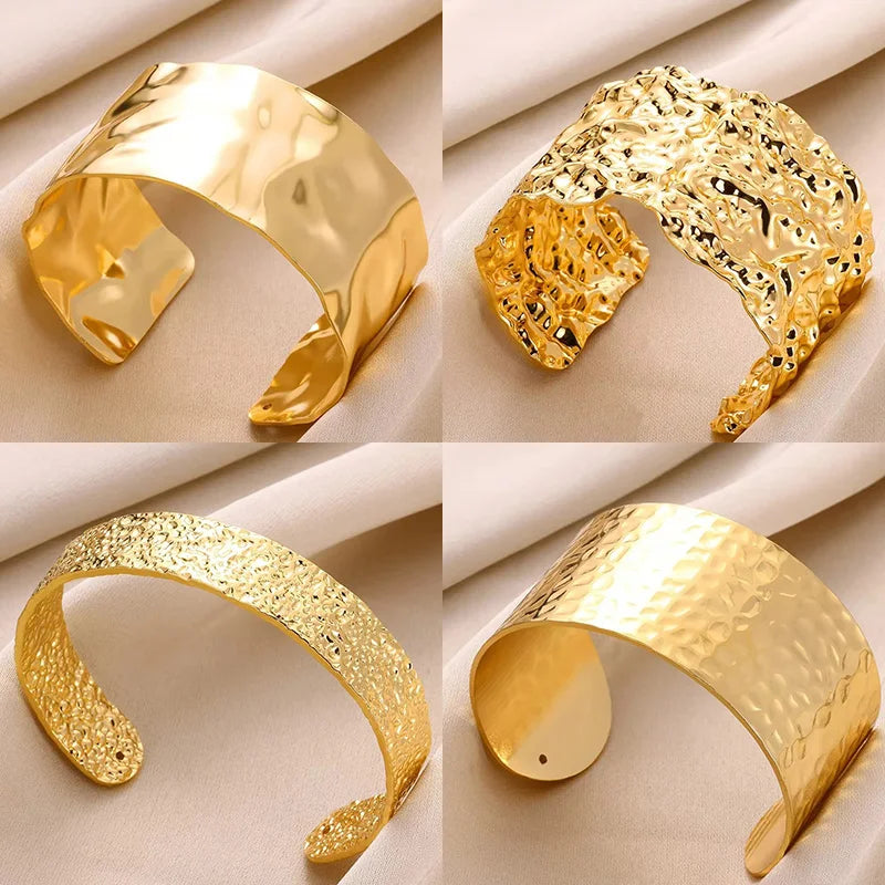 Gold Bump Pattern Cuff Bracelet